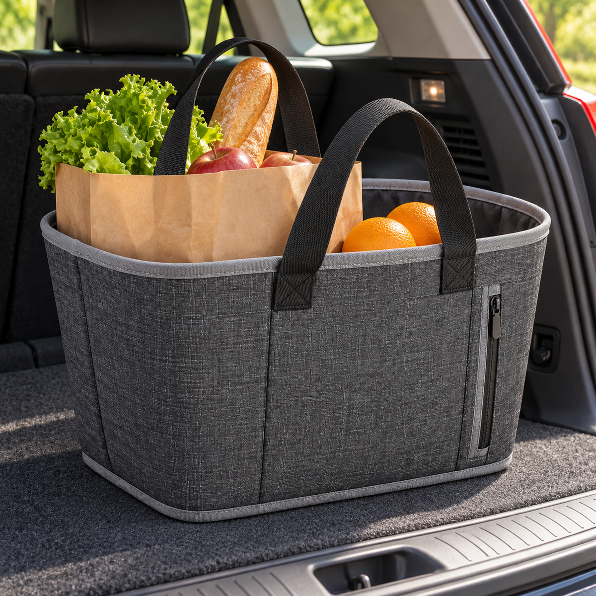 Fold-Flat Grocery Basket Tote