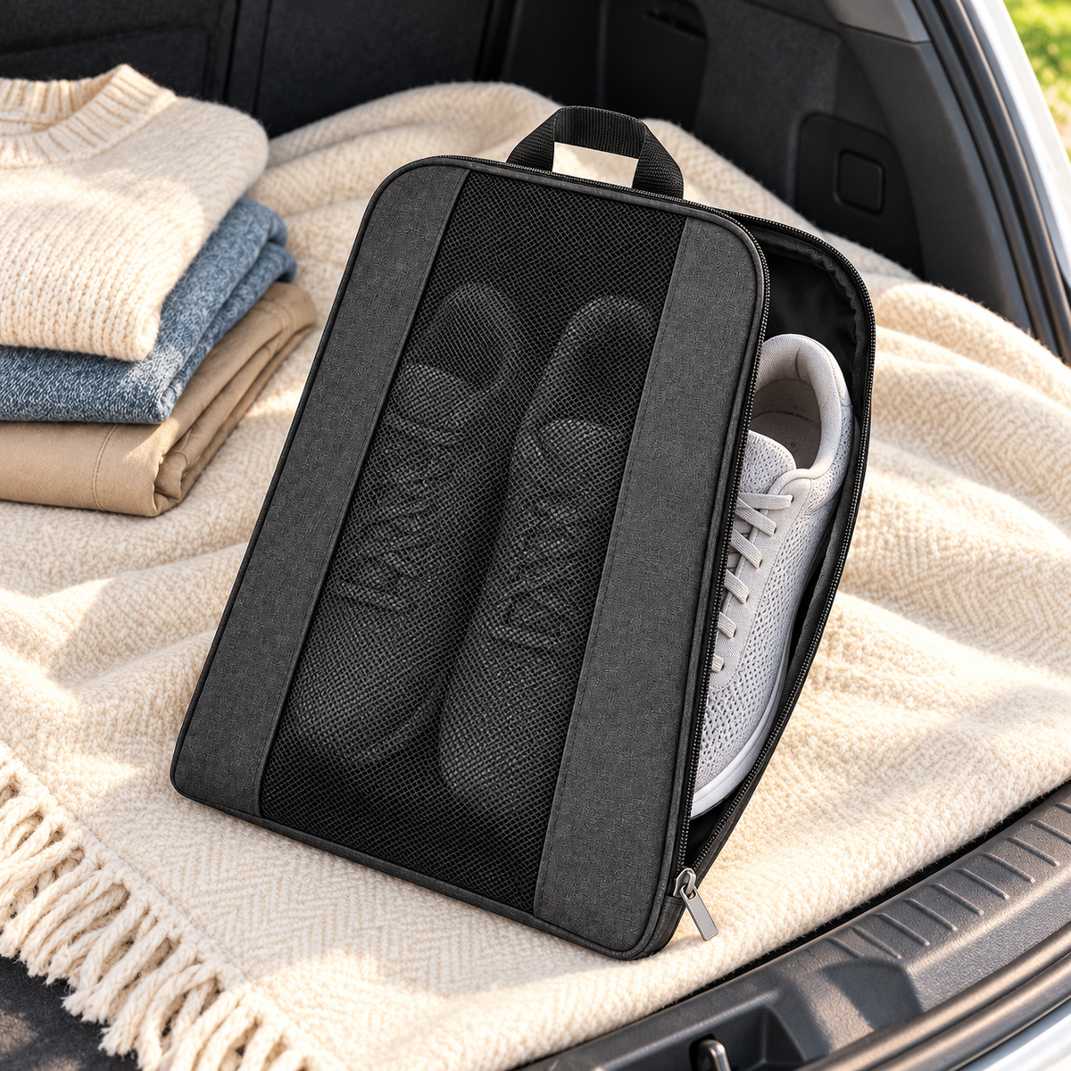 Mesh-Panel Travel Shoe Sack
